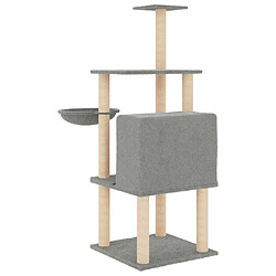 Arbre à chat avec griffoirs,niche pour chat en sisal gris clair 132 cm -MN69011 pas cher