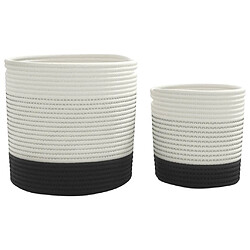 Acheter vidaXL Paniers de rangement 2 pcs blanc et noir coton