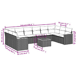 vidaXL Salon de jardin et coussins 11 pcs mélange beige résine tressée pas cher