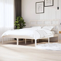 vidaXL Cadre de lit sans matelas blanc bois massif