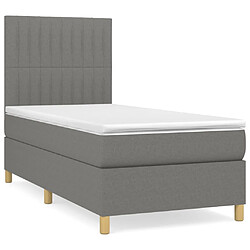 vidaXL Sommier à lattes de lit avec matelas Gris foncé 100x200cm Tissu