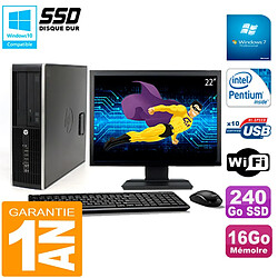 PC HP Compaq Pro 6200 SFF Ecran 22" Intel G840 16Go 240 Go SSD Graveur Wifi W7 · Occasion 