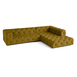 Lisa Design Gallata - canapé Chesterfield d'angle droit - 5 places - en velours Gallata - canapé Chesterfield d'angle droit - 5 places - en velours - Jaune