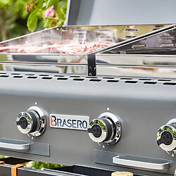 Plancha à gaz Margaux Gun Metal sur chariot équipé - BRASERO - 4 Feux à gaz - Plancha et Grill - 15 kW