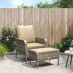 vidaXL Chaise de jardin avec tabouret marron clair résine tressée