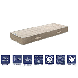 Literie Julien Matelas Latex Naturel 160x200 x 23 cm Très Ferme + Oreiller Visco + Alèse - Tissu 100% Coton - 7 Zones de Confort - Noyau Poli Lattex HR Dernière Génération - Très Respirant