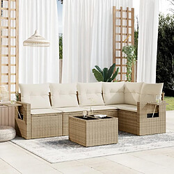 vidaXL Salon de jardin avec coussins 6 pcs beige résine tressée