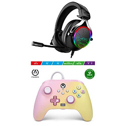 Power A Manette XBOX ONE-S-X-PC Limonade rose EDITION Officielle + Casque Gamer 7.1 H600 SPIRIT OF GAMER XBOX ONE/S/X/PC