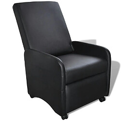 Helloshop26 Fauteuil chaise siège lounge design club sofa salon pliable cuir synthétique noir 1102066/3