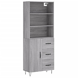 vidaXL Buffet haut Sonoma gris 69,5x34x180 cm Bois d'ingénierie