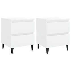 Maison Chic Lot de 2 Tables de chevet,Table de nuit,Table d'appoint pour salon Blanc 40x35x50 cm Aggloméré -MN82493