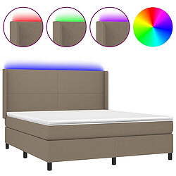 vidaXL Sommier à lattes de lit matelas LED Taupe 180x200 cm Tissu