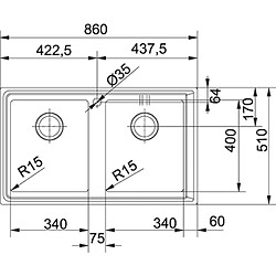 Franke NPX 620 Evier à poser Rectangulaire Acier inoxydable