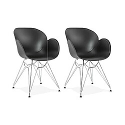 Mes Lot de 2 fauteuils design noir piétement métal - UMILA 