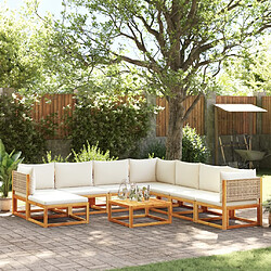 vidaXL Salon de jardin avec coussins 9 pcs bois massif d'acacia 