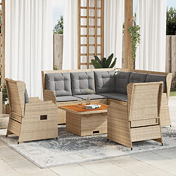 vidaXL Salon de jardin avec coussins 5 pcs beige résine tressée