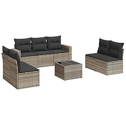 vidaXL Salon de jardin 8 pcs avec coussins gris clair résine tressée