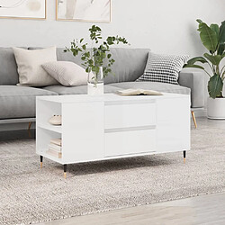 vidaXL Table basse blanc brillant 102x44,5x50 cm bois d'ingénierie 