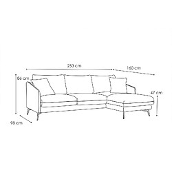 Acheter Courtois Laville Canapé d'angle droit Sogel 4 places tissu bleu foncé