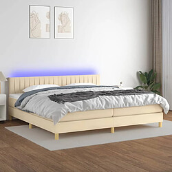 vidaXL Sommier à lattes de lit et matelas et LED Crème 200x200cm Tissu 