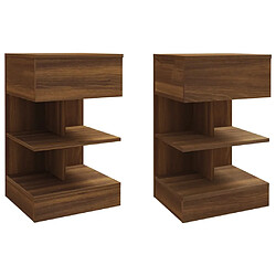 vidaXL Tables de chevet 2pcs Chêne marron 40x35x65cm Bois d'ingénierie