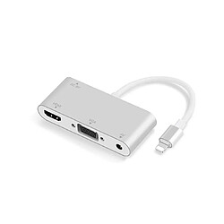 YP Select Convient pour les accessoires de téléphone Apple, Apple To Hdmi + Vga Converter Lightning To Hdmi Vga Apple To Hd Argenté