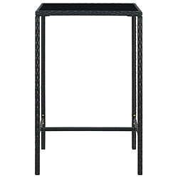 vidaXL Table de bar de jardin Noir 70x70x110cm Résine tressée et verre