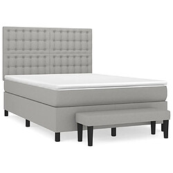 vidaXL Sommier à lattes de lit avec matelas Gris clair 140x190cm Tissu