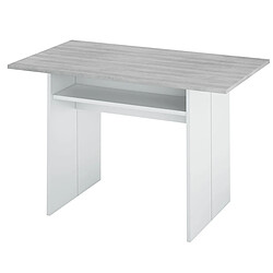 Table escamotable, blanc artic/béton - Dim : 75 x 120 x 35 cm -PEGANE- 