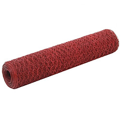 vidaXL Grillage Acier avec revêtement en PVC 25x0,75 m Rouge