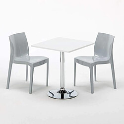 Avis Grand Soleil Table Carrèe Blanc + 2 Chaises Colorées