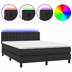 Sommier à lattes et LED,Cadre à lattes de lit avec matelas pour Adulte Noir 140x190cm -MN91290