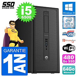 PC Tour HP EliteDesk 800 G2 Intel i5-6500 RAM 64Go SSD 480Go Windows 10 Wifi - Occasion