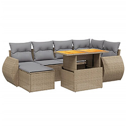 vidaXL Salon de jardin avec coussins 7 pcs beige résine tressée