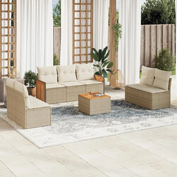 Maison Chic Salon de jardin avec coussins 8 pcs | Ensemble de Table et chaises | Mobilier d'Extérieur beige résine tressée -GKD67958