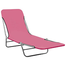 Helloshop26 Chaises longues pliables 2 pièces acier et tissu rose 02_0011937