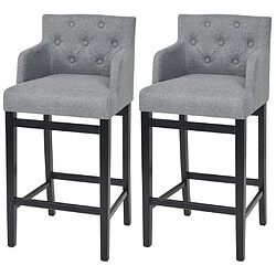 vidaXL Tabourets de bar lot de 2 gris clair tissu 