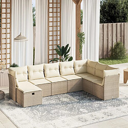 vidaXL Salon de jardin avec coussins 8 pcs beige résine tressée 