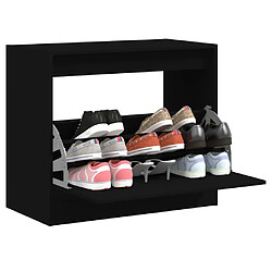 Maison Chic Armoire à chaussures | Meuble de rangement à chaussures Meuble d'Entrée noir 80x42x69 cm bois d'ingénierie -MN37876