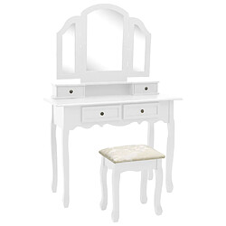 Helloshop26 Ensemble de coiffeuse et tabouret 100 x 40 x 146 cm blanc 02_0006269