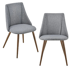 Helloshop26 Lot de 2 chaises de salle à manger cuisine rembourrée en textile pieds métal siège fauteuil de salon 83 cm gris 03_0005731 