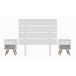 Pegane Ensemble de tête de lit 160 cm + 2 tables de chevet en bois coloris blanc, chêne