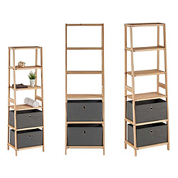 MEUBLE DE SALLE DE BAIN ETAGERE DE SALLE DE BAIN ETAGERE FOURRETOUT ETAGERE MURALE ECHELLE ETAGERE DE RANGEMENT MEUBLE D'ENTRÉE CONSOLE D'ENTRÉE ETAGERE DESIGN ECHELLE 4 ETAGERES 2 TIROIRS GRIS+KIPIT