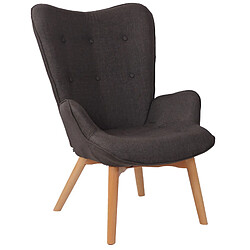 La Chaiserie Fauteuil Lounge Dana en Tissu I Chaise Fauteuil pour Salon Ou Salle A Manger I Piètement en Bois I Design Scandinave Gris Foncé 