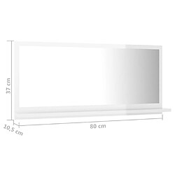 vidaXL Miroir de salle de bain Blanc brillant Bois d’ingénierie pas cher