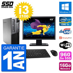 PC Lenovo M81 SFF Ecran 19" Intel i3-2100 RAM 16Go SSD 960Go Windows 10 Wifi · Occasion 