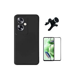 Kit de film en verre trempé de la couverture en 5D + boîtier en silicone liquide + porte-voiture renforcé Phonecare pour Oppo A79 5G - le noir 