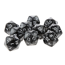 10pcs Vingt Faces De Dés D20 Jouer D & D Jeux Rpg Parti Dices Noir D20 Dice