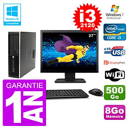 PC HP 6200 SFF Ecran 27" Intel i3-2120 RAM 8Go Disque 500Go Graveur DVD Wifi W7 · Occasion 