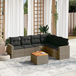 vidaXL Salon de jardin avec coussins 7 pcs gris résine tressée 